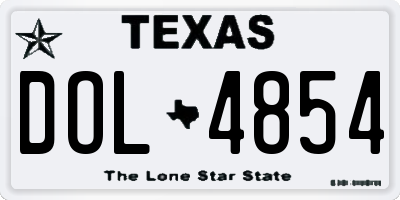 TX license plate DOL4854