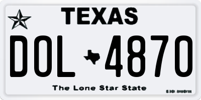 TX license plate DOL4870