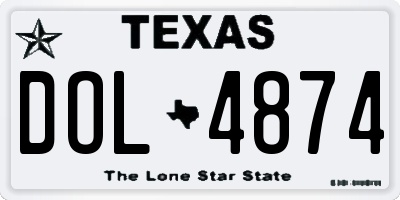 TX license plate DOL4874