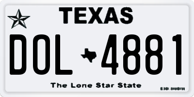 TX license plate DOL4881