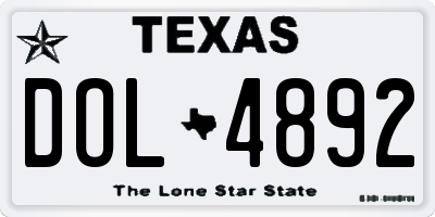 TX license plate DOL4892