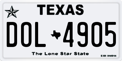 TX license plate DOL4905