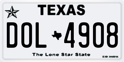 TX license plate DOL4908