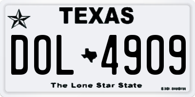 TX license plate DOL4909