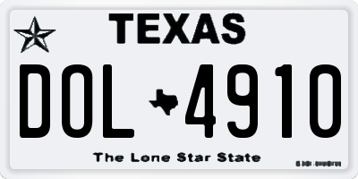 TX license plate DOL4910