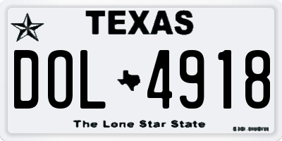 TX license plate DOL4918