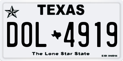 TX license plate DOL4919