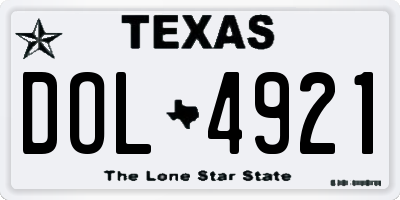 TX license plate DOL4921