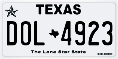 TX license plate DOL4923
