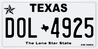 TX license plate DOL4925