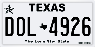 TX license plate DOL4926