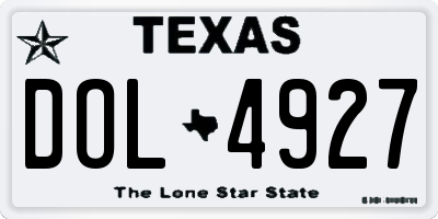 TX license plate DOL4927