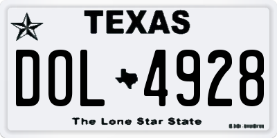 TX license plate DOL4928