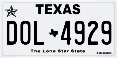 TX license plate DOL4929