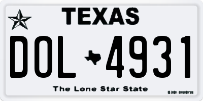 TX license plate DOL4931