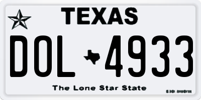 TX license plate DOL4933