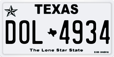TX license plate DOL4934
