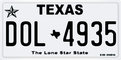 TX license plate DOL4935