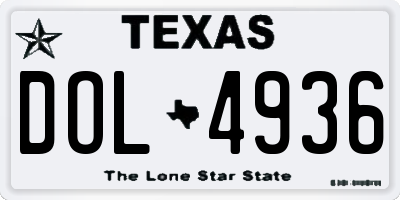 TX license plate DOL4936