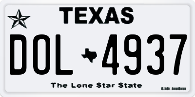 TX license plate DOL4937