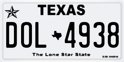 TX license plate DOL4938