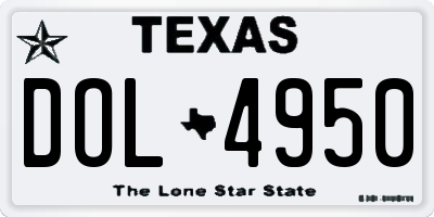 TX license plate DOL4950