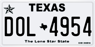 TX license plate DOL4954