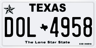 TX license plate DOL4958