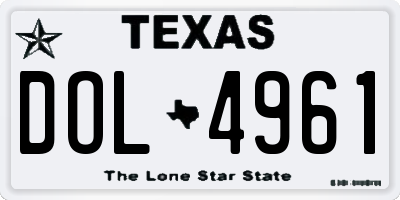TX license plate DOL4961