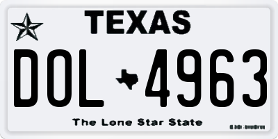 TX license plate DOL4963