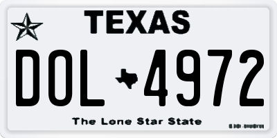 TX license plate DOL4972