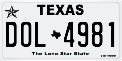 TX license plate DOL4981
