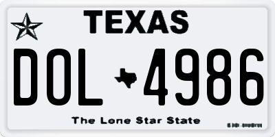 TX license plate DOL4986