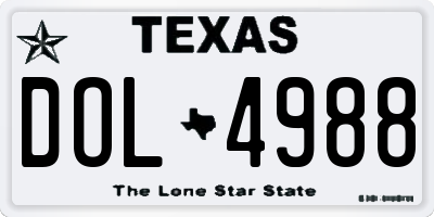 TX license plate DOL4988