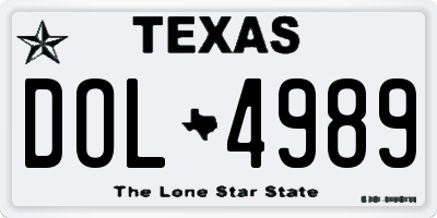 TX license plate DOL4989