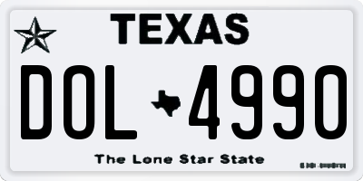 TX license plate DOL4990