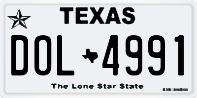 TX license plate DOL4991