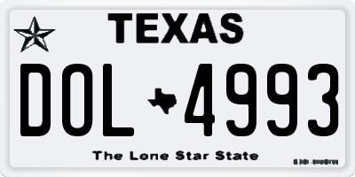 TX license plate DOL4993