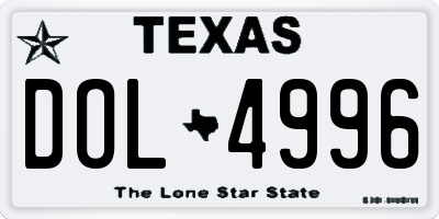 TX license plate DOL4996