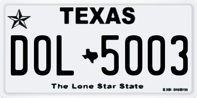 TX license plate DOL5003