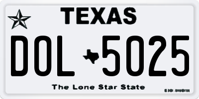TX license plate DOL5025