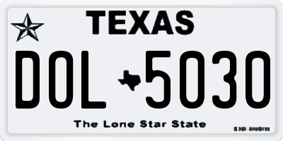 TX license plate DOL5030