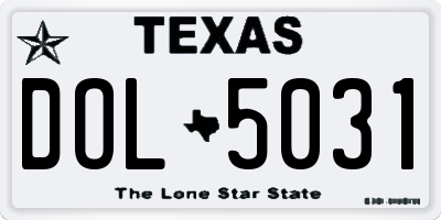 TX license plate DOL5031