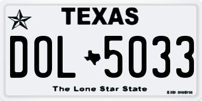 TX license plate DOL5033