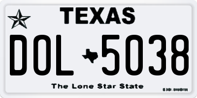 TX license plate DOL5038
