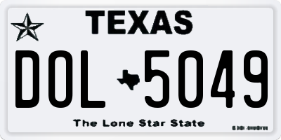 TX license plate DOL5049