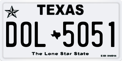 TX license plate DOL5051
