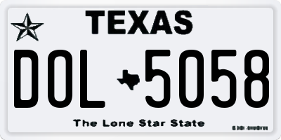 TX license plate DOL5058