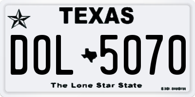 TX license plate DOL5070