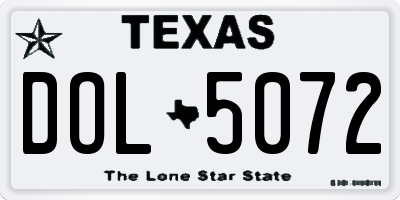 TX license plate DOL5072